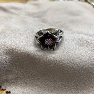 James Avery retired flower with pink sapphire